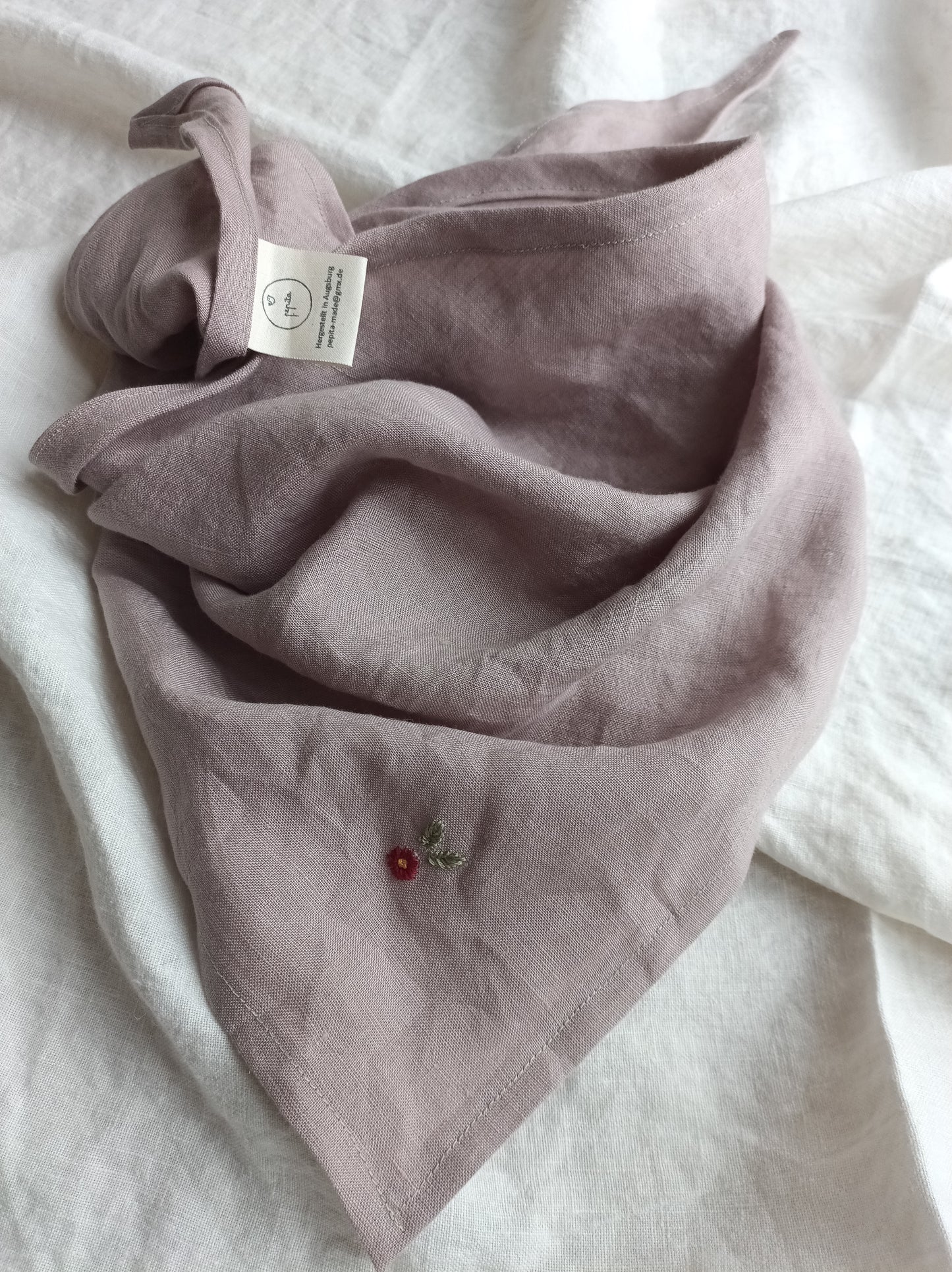 XL Halstuch / Kopftuch aus 100% Leinen, personalisierbar, Stickmotiv möglich