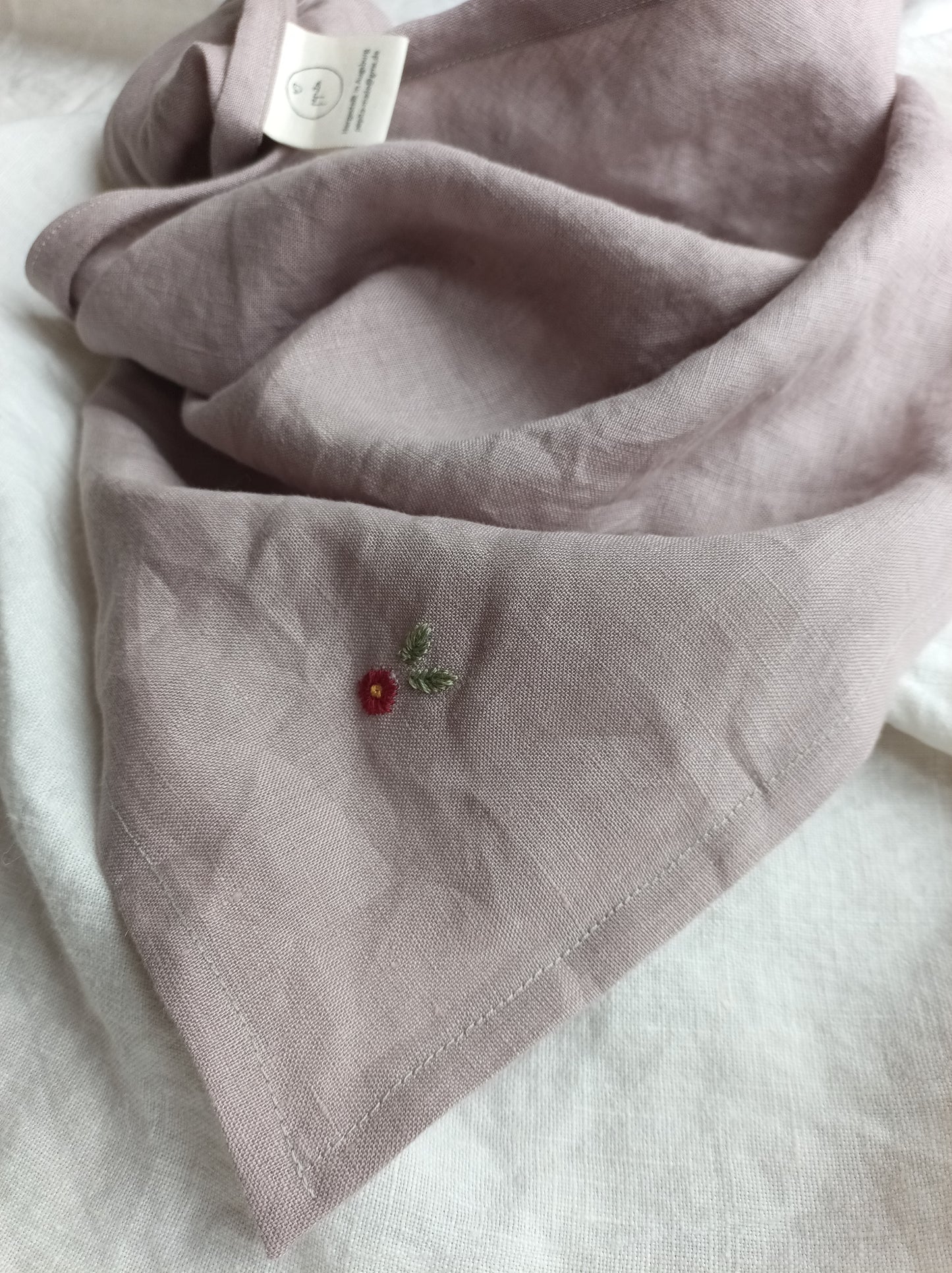 XL Halstuch / Kopftuch aus 100% Leinen, personalisierbar, Stickmotiv möglich
